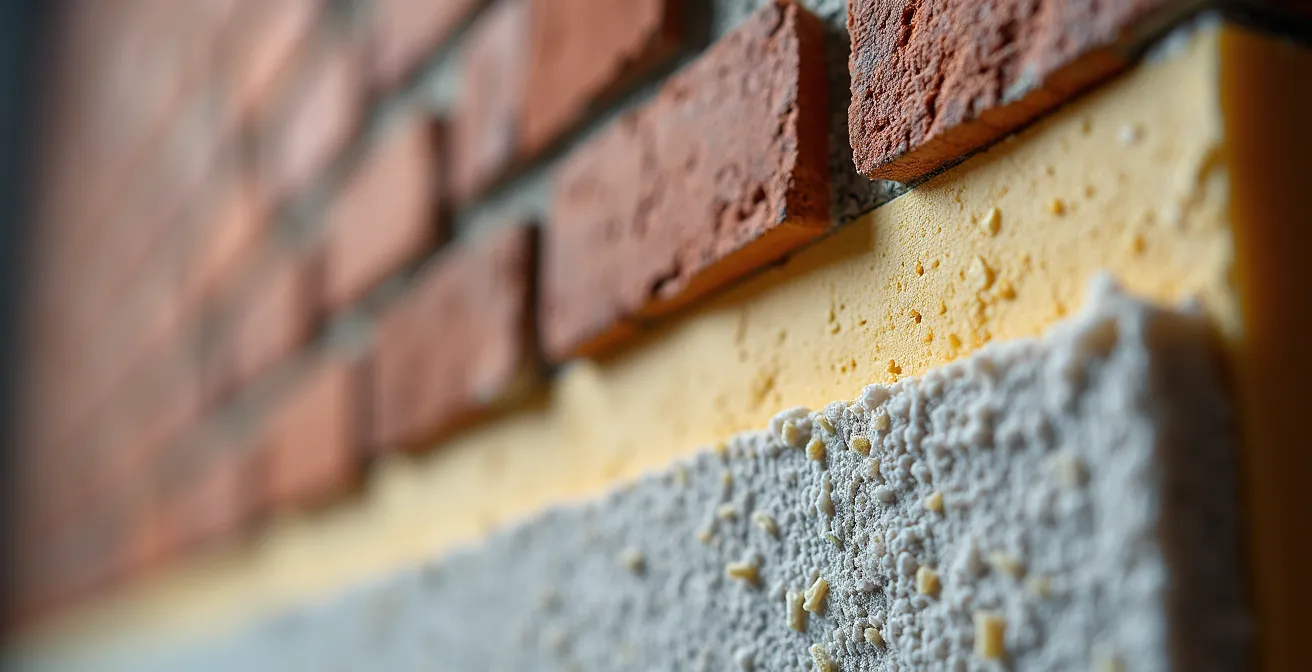 Vue détaillée en coupe d'un mur isolé d'une maison centenaire québécoise