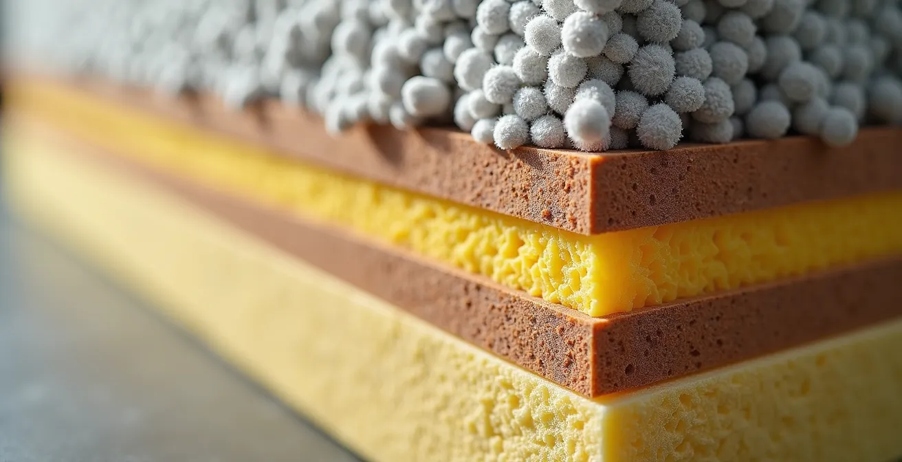 Coupe transversale montrant différents types d'isolation dans un mur québécois