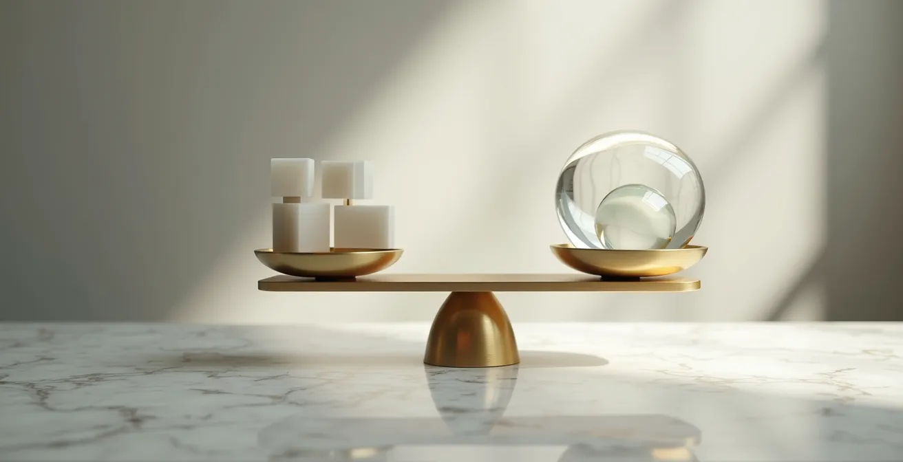 Représentation symbolique de l'équilibre entre stabilité et flexibilité dans les prêts hypothécaires